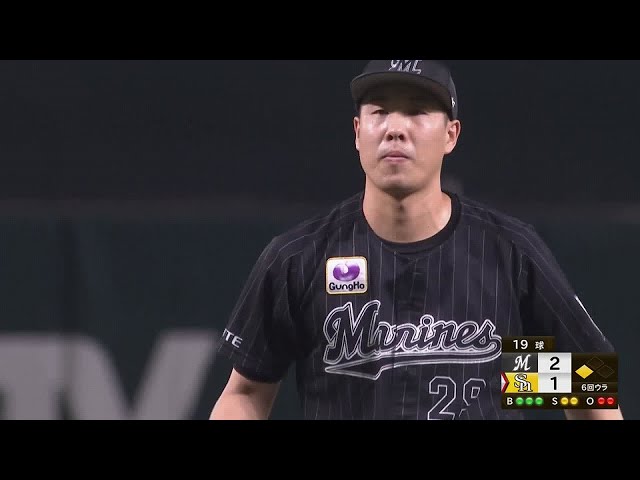 【6回裏】気迫のピッチング!! マリーンズ・西野勇士 一打同点のピンチで3者連続三振!! 2022年9月23日 福岡ソフトバンクホークス 対 千葉ロッテマリーンズ