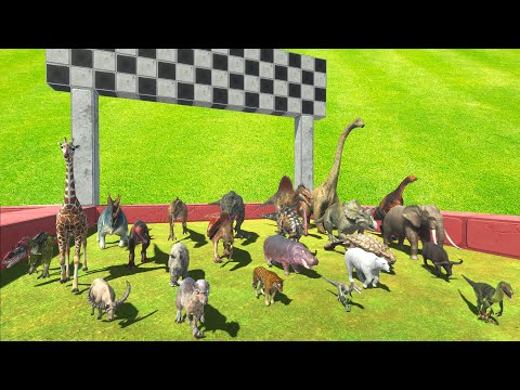 Swirl Speed Race Dinosaurs vs Animals Red Course - Animal Revolt Battle Simulator