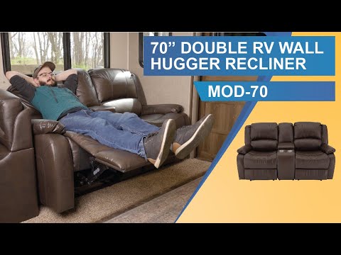 RecPro Charles 70" Double RV Wall Hugger Recliner Sofa with Console