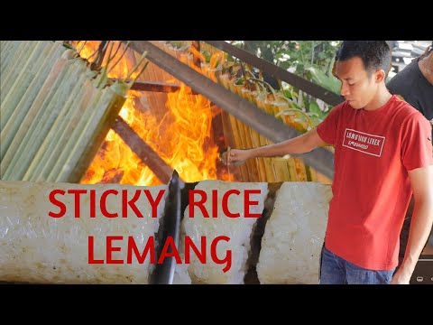 BEST Ramadan IFTAR Street Food!!! LEMANG Cooking STICKY RICE in BAMBOO + Beef RENDANG for Hari Raya!