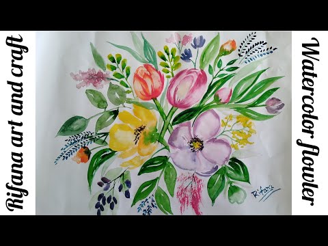 Watercolor Flower painting / Need to try #youtube #viralvideo #watercolor #flowerpainting #diy