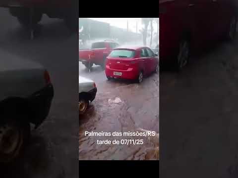 Chuva forte nesse momento em Palmitinho no Rio Grande do Sul. #rs #chuvas #alerta