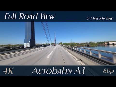 Hamburg, Germany: Autobahn (A1) - Moorfleet, Dreieck HH-Südost, Dreieck HH-Süd - 4K (60p) Video