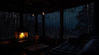 Rainy Night in a Cabin with Fireplace | Cozy Ambience for Relax and Beat Insomnia