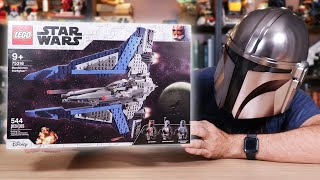 YouTube thumbnail: I'm indifferent! LEGO Star Wars Mandalorian Starfighter 75316 Review! New Summer 2021 Sets!