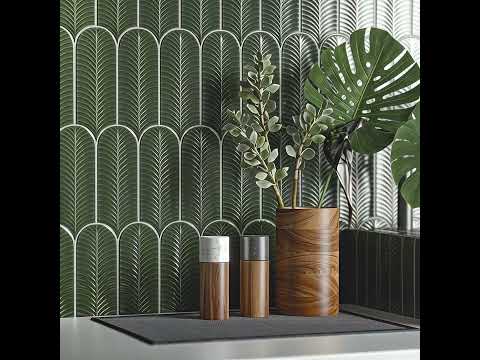 Carrelage mur effet Fleur Strelitzia vert 8x21,5 cm