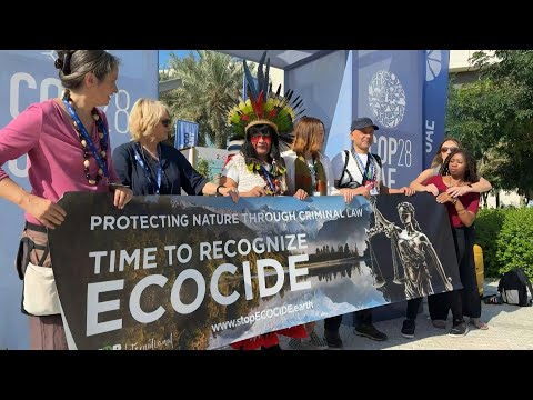 Climate activists protest at entrance to COP28 venue | AFP