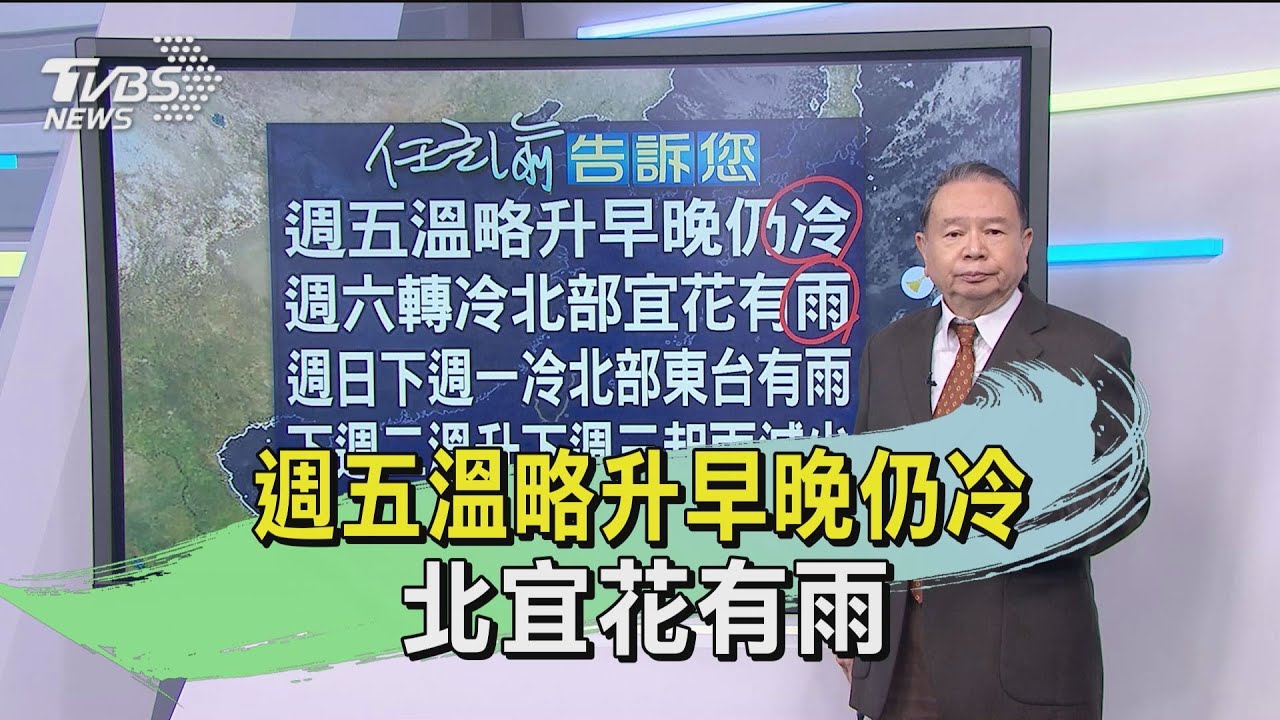 週五溫略升早晚仍冷 北宜花有雨