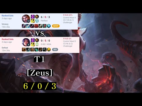 T1 [Zeus] TOP [Jayce VS Irelia] (KR Challenger Game)
