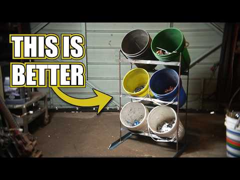 DIY Bucket Rack For Scrap Organization Sorting and Storage
