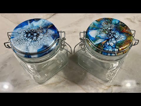 282. Bloom Technique on NEW Easy Jar Lids, Acrylic Painting, Fluid Art #abstractart #acrylicpainting