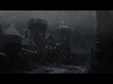 10 Hours Of Dark Winter Castle Blizzard Ambience:  Fast Deep Relaxing Sleep Howling Blizzard Sounds