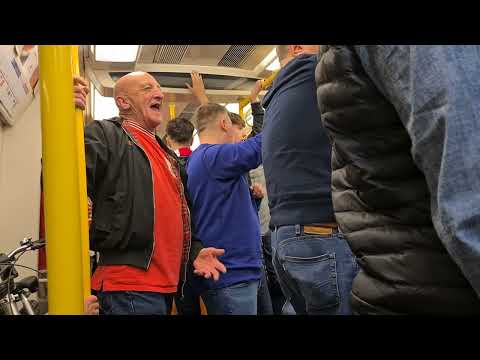 Nottingham Forest fans taunting Derby County on the London underground
