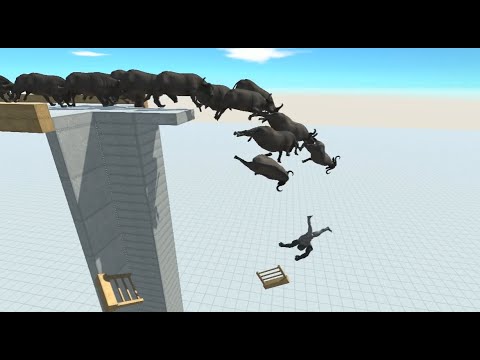 HERDS OF CAPE BUFFALO on Bridge VS ALL UNITS  -Animal Revolt Battle Simulator