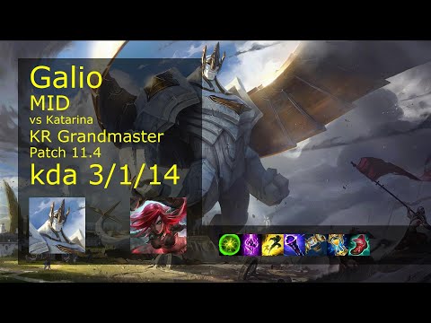 Galio Mid vs Katarina - KR Grandmaster 3/1/14 Patch 11.4 Gameplay // [롤] 갈리오 vs 카타리나 미드