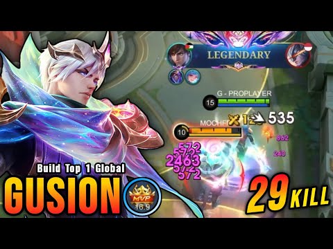 29 Kills!! MVP 16.9 Points Gusion 0.5 Sec Delete Build!! - Build Top 1 Global Gusion ~ MLBB