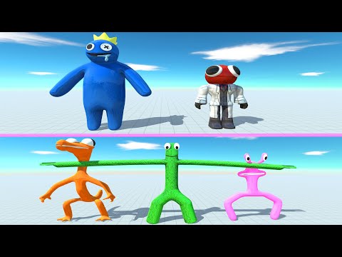 Rainbow Friends Blue Red vs Rainbow Friends Orange Green Pink - Animal Revolt Battle Simulator