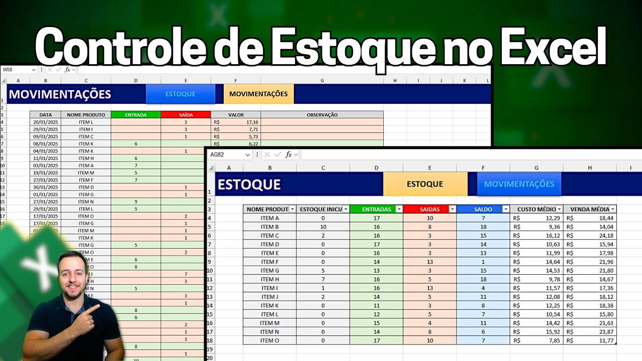 Planilha de Controle de Estoque no Excel | Entradas e Saídas | Download Grátis