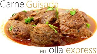 CARNE GUISADA en OLLA EXPRESS 🍲😀(Receta FÁCIL y RÁPIDA)🍲😀