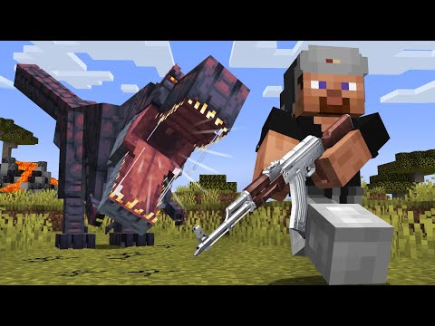 100 Dinosaurios VS Jugador Con Armas En Minecraft