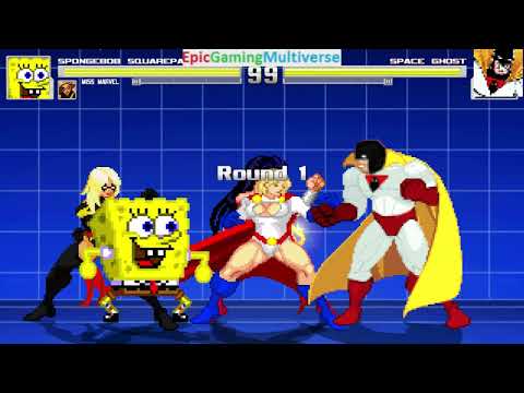 SpongeBob SquarePants And Female Superheroes VS Space Ghost In A MUGEN Match / Battle / Fight