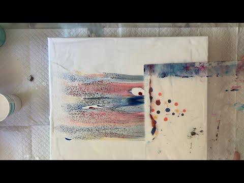 (34) ACRYLIC POUR Puddle swipe - stunning colorful swipe with silicone creating  lacing and cells