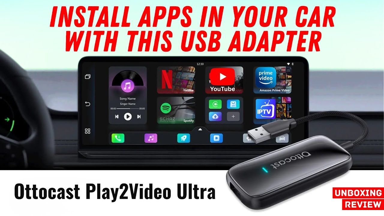 Ottocast Play2Video Ultra CarPlay Media USB Adapter |  Get YouTube on Car Screen  | UNBOXING REVIEW