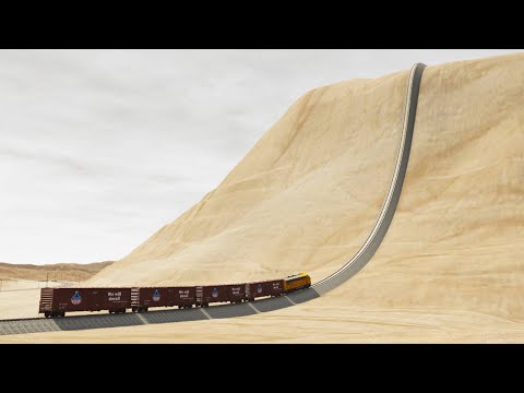 Trains Vs Impossible Hill Climb Rail Tracks - BeamNG.Drive