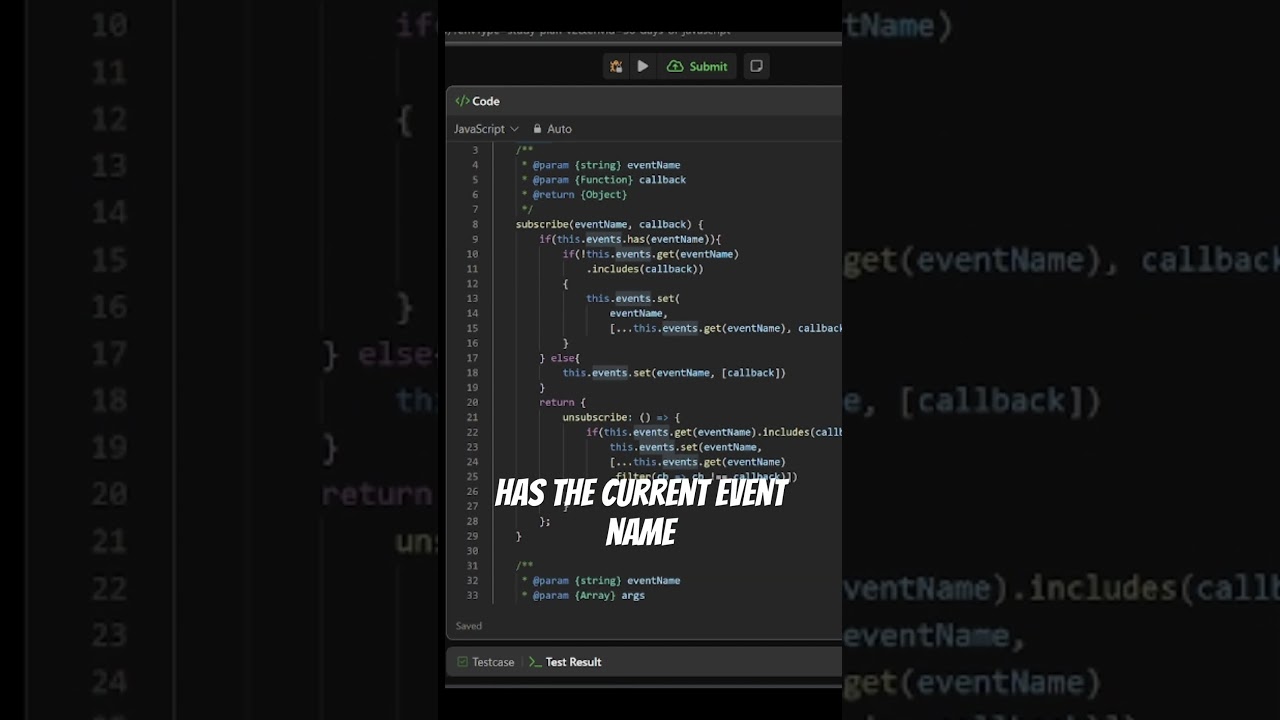 Event Emitter - 30 Days of JavaScript pt.28 #programming #coding #shorts #javascript #learn #howto