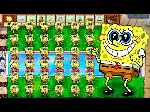 100% REPEATER Spongebob VS All Zombies - ZomBotany in Plants vs Mod Spongebob