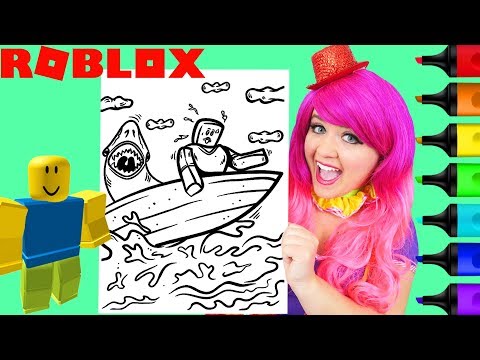 Coloring Roblox Shark Bite Coloring Page Prismacolor Markers | KiMMi THE CLOWN Video