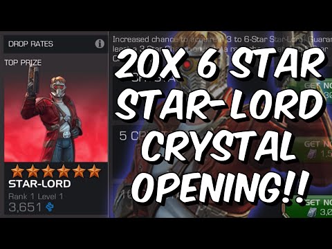 20x 6 Star Star-Lord Cavalier Crystal Opening! - 6 Star Drought Ends?! - Marvel Contest of Champions