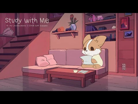 4-hour study with me | 25 min pomodoro ~ chill lofi beats