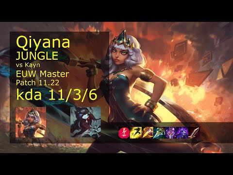Qiyana vs Kayn Jungle - EUW Master 11/3/6 Patch 11.22 Gameplay