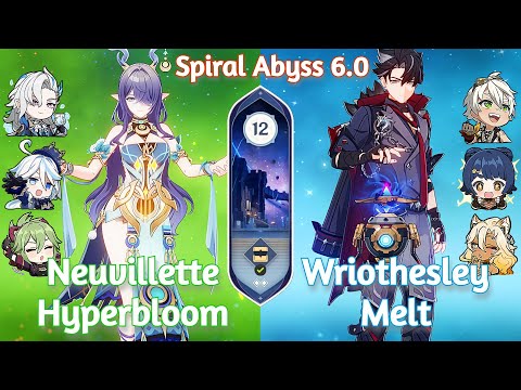 C0 Neuvillette Lauma Hyperbloom x C1 Wriothesley Melt - NEW Spiral Abyss 6.0 | Genshin Impact