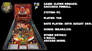 Clown Remake - Zaccaria Pinball - Arcade mode, 3 balls - 166,083,210 points.