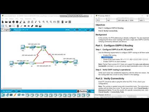 8.3.3.5 Packet Tracer - Configuring Basic OSPFv3 in a Single Area