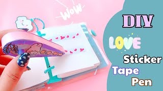 How to make Love Sticker Tape Pen | DIY Sticker Tape Pen at home | Love Correct tape pen for Journal