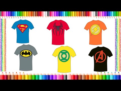 Superman,Spiderman,Flash,The Avengers,Batman Tshirt|How to Color Superheroes|슈퍼 히어로 티셔츠를 색칠하는 방법