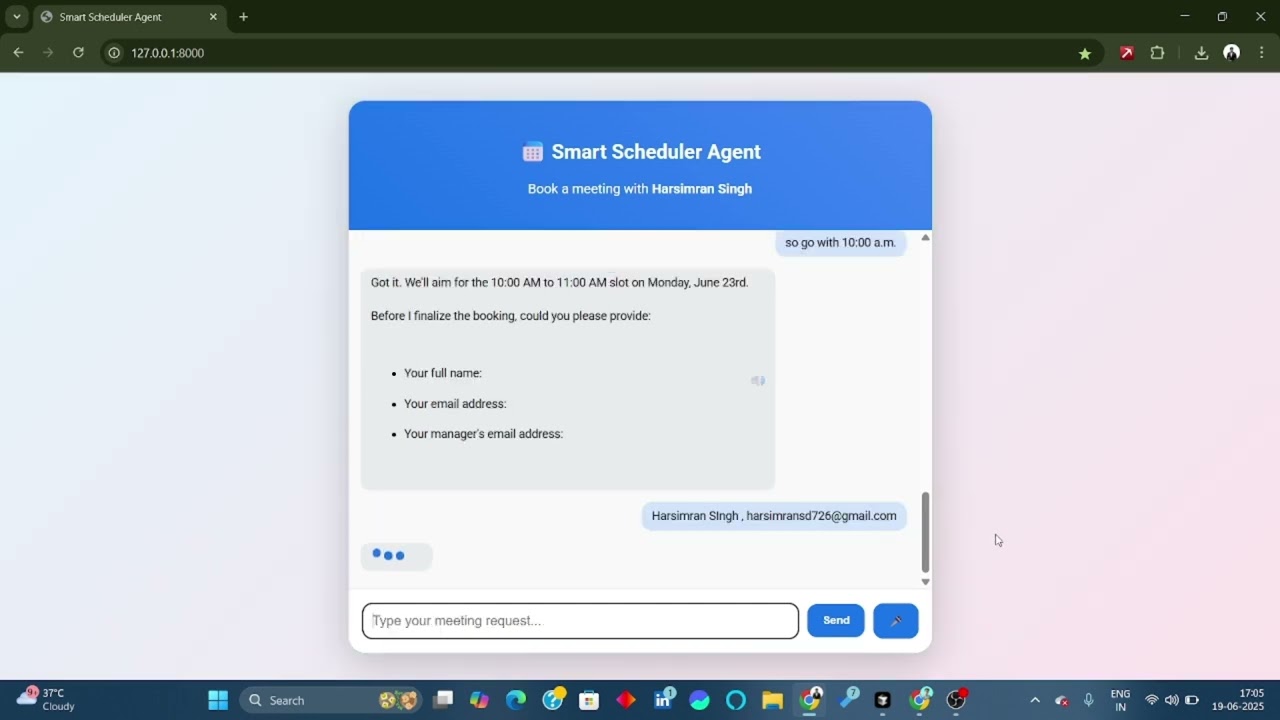 Smart Schedular AI Agent  - Harsimran Singh