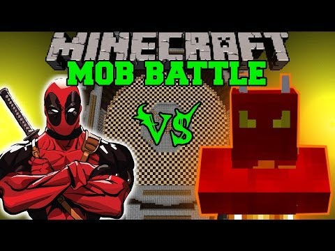 PopularMMOs - DEADPOOL VS FIRE DEMON - Minecraft Mod Battle - Mob Battles - Superheroes and Legendary Beasts Mods