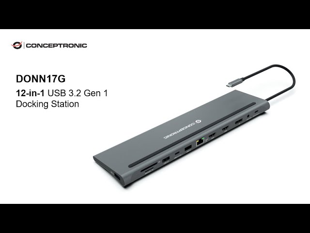 Vídeo relacionado con CONCEPTRONIC DONN06G 10 en 1 USB 3.2 Gen 1 Docking Station, HDMI, 100W USB PD, USB-C 5Gbps x 2, USB-A 5Gbps x 3, SD, TF/MicroSD, GbE