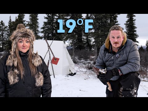 Snowy Hot Tent Camping in Alaska
