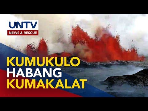 Bumubulwak na lava at makapal na usok, ibinuga ng bulkan sa Iceland