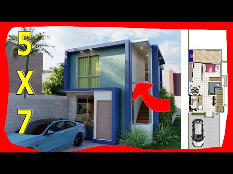 House plan of 5x7 meters with 3 bedrooms / Two-Story Houses