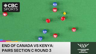 Final bowls in Ryan Bester and John Bezear's men's pairs sectional play vs Kenya at Glasgow 2026