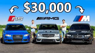 Audi RS4 vs Mercedes C63 vs BMW M3 // $30,000 Question thumbnail