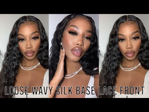 PU Silk Top Wig Brazilian Loose Wave Silk Base Lace Front Wig 26inch
