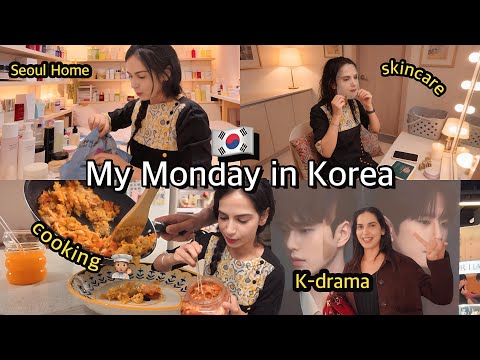 A Rainy Monday in Korea 🇰🇷 | Skincare Room Organization & Cooking at Home