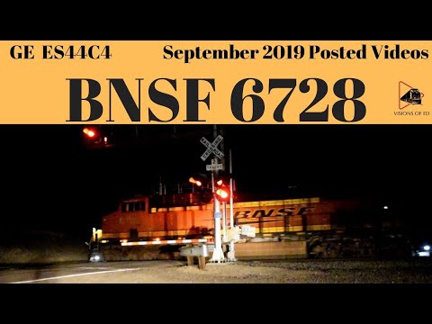 Railfanning / Eastbound Container Train Night Video BNSF 6728